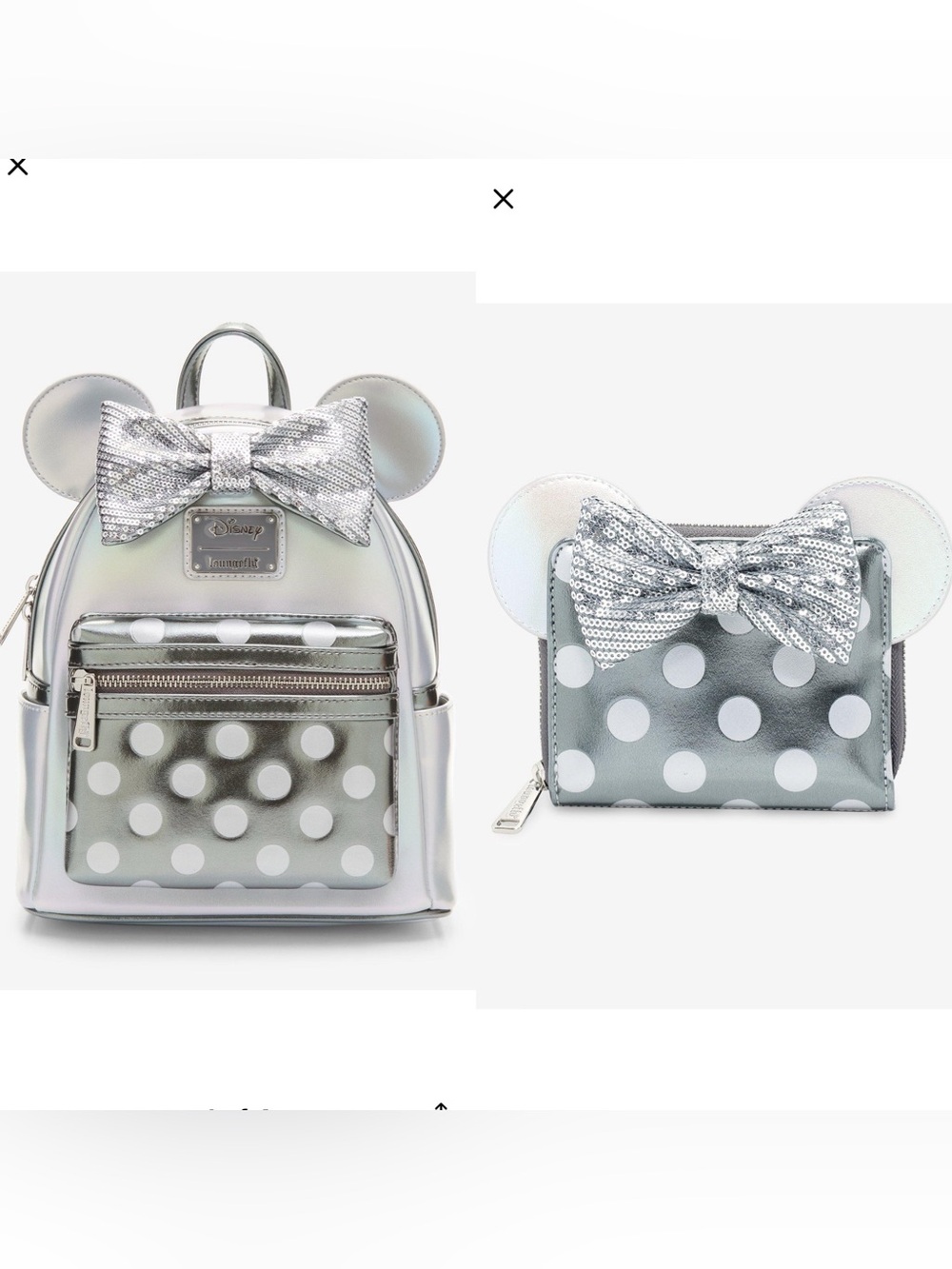 ✨PRICE FIRM✨NWOT Loungefly Disney100 Minnie Mouse Platinum Backpack+wallet SET